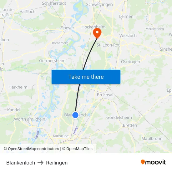 Blankenloch to Reilingen map