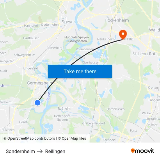 Sondernheim to Reilingen map