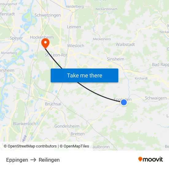 Eppingen to Reilingen map