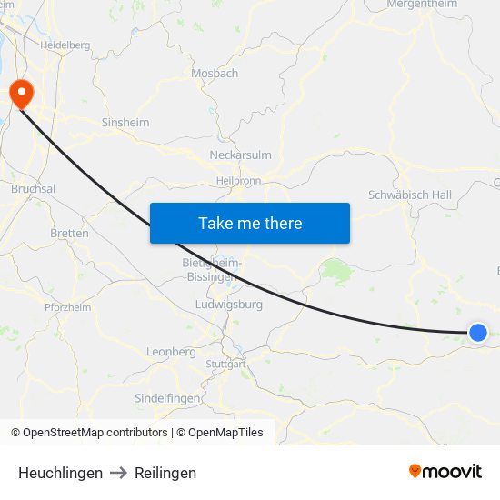 Heuchlingen to Reilingen map