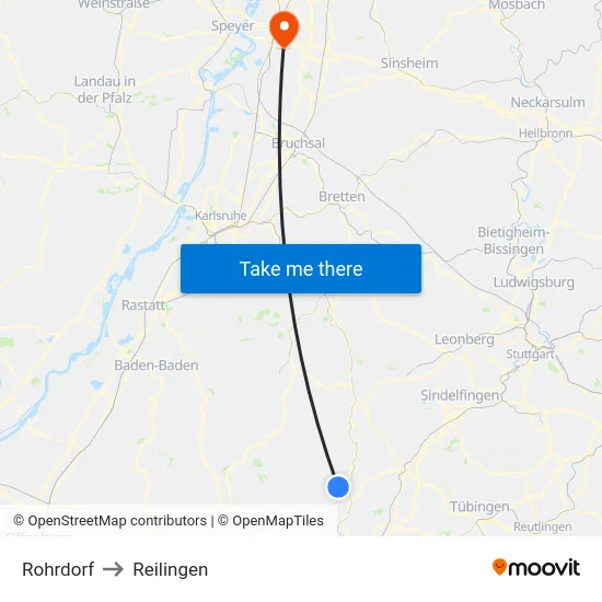 Rohrdorf to Reilingen map