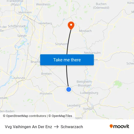 Vvg Vaihingen An Der Enz to Schwarzach map