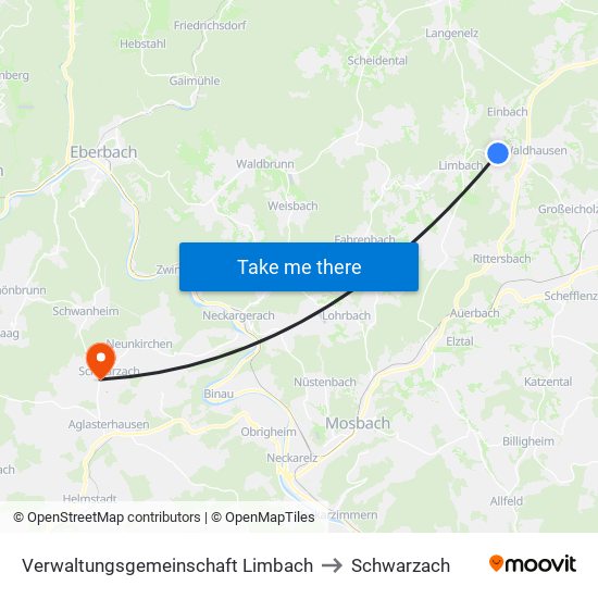 Verwaltungsgemeinschaft Limbach to Schwarzach map