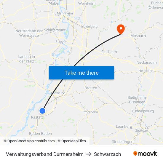 Verwaltungsverband Durmersheim to Schwarzach map