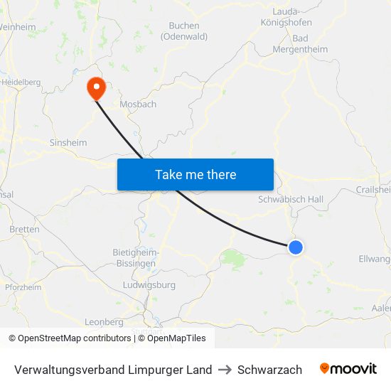 Verwaltungsverband Limpurger Land to Schwarzach map