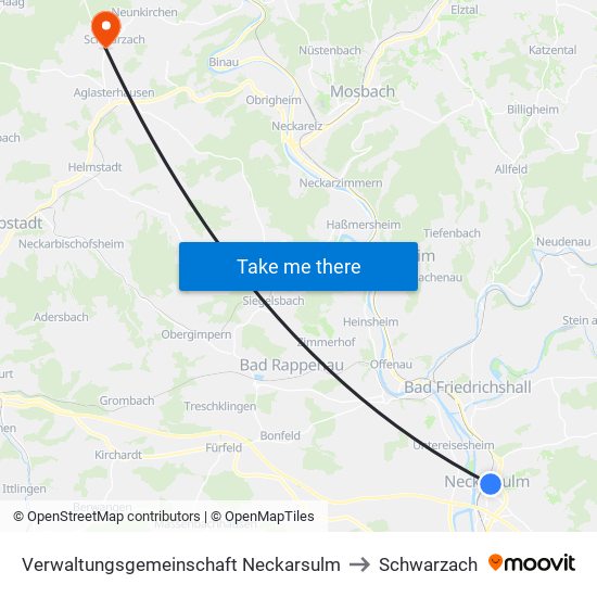 Verwaltungsgemeinschaft Neckarsulm to Schwarzach map