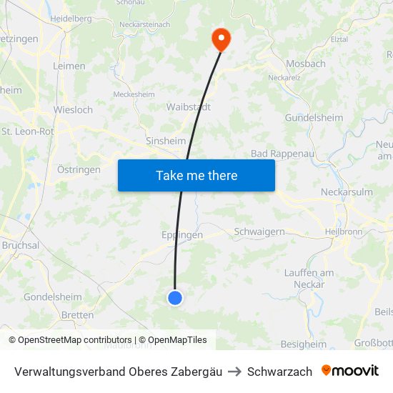 Verwaltungsverband Oberes Zabergäu to Schwarzach map