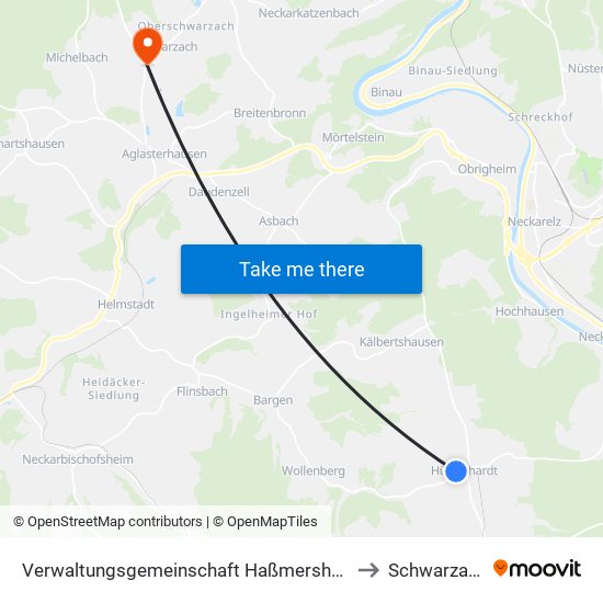 Verwaltungsgemeinschaft Haßmersheim to Schwarzach map