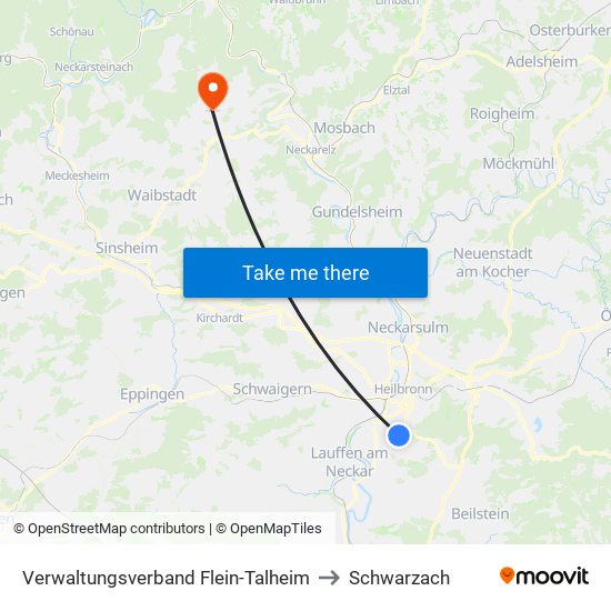 Verwaltungsverband Flein-Talheim to Schwarzach map