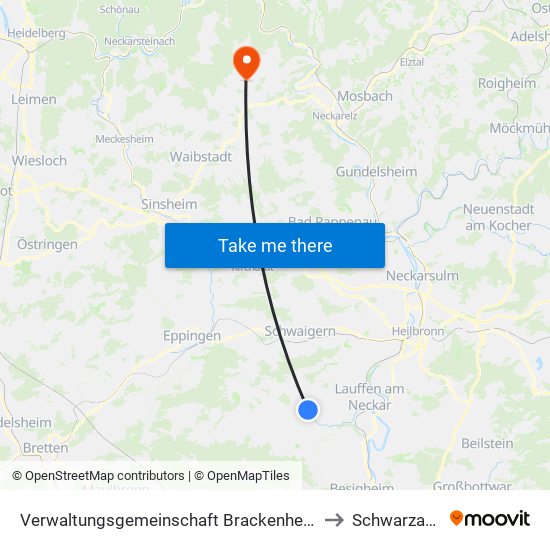 Verwaltungsgemeinschaft Brackenheim to Schwarzach map
