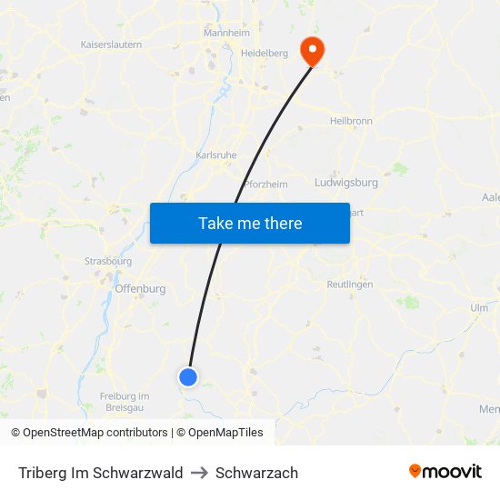 Triberg Im Schwarzwald to Schwarzach map