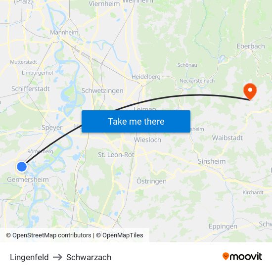 Lingenfeld to Schwarzach map