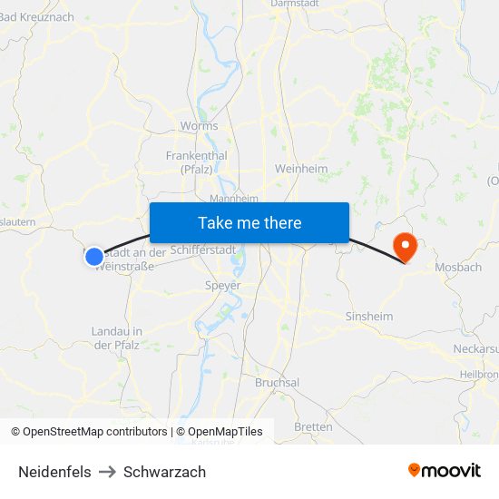 Neidenfels to Schwarzach map