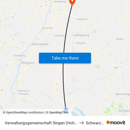 Verwaltungsgemeinschaft Singen (Hohentwiel) to Schwarzach map