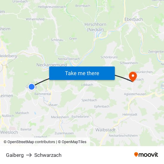 Gaiberg to Schwarzach map