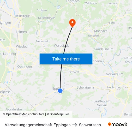 Verwaltungsgemeinschaft Eppingen to Schwarzach map
