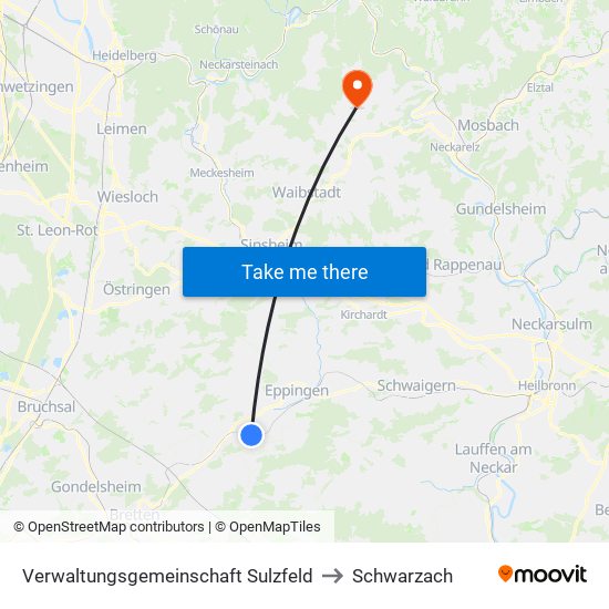 Verwaltungsgemeinschaft Sulzfeld to Schwarzach map