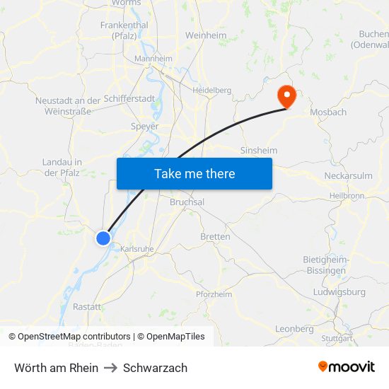 Wörth am Rhein to Schwarzach map