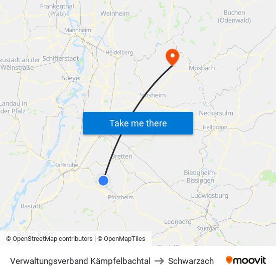 Verwaltungsverband Kämpfelbachtal to Schwarzach map