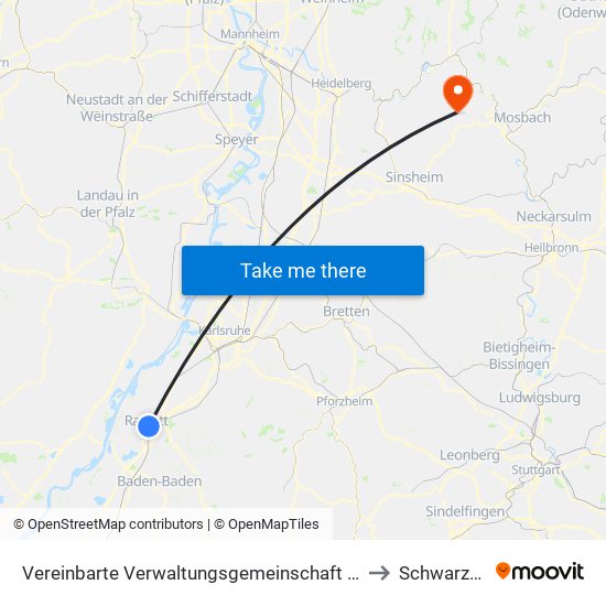 Vereinbarte Verwaltungsgemeinschaft Rastatt to Schwarzach map