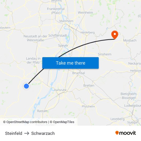 Steinfeld to Schwarzach map