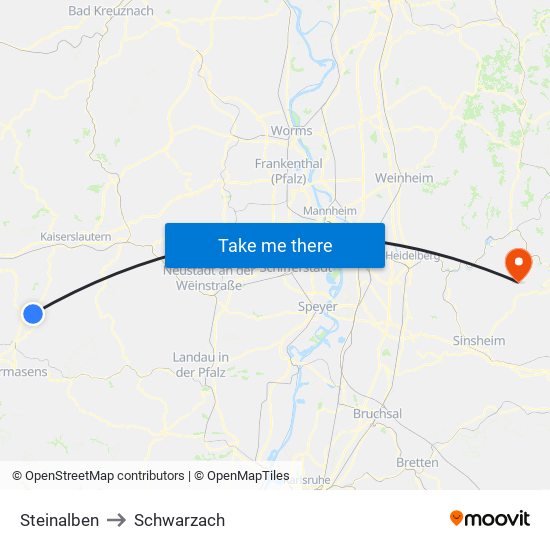 Steinalben to Schwarzach map