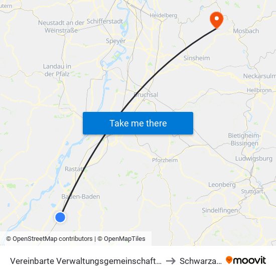 Vereinbarte Verwaltungsgemeinschaft Bühl to Schwarzach map