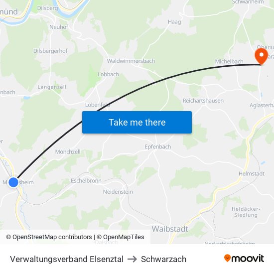 Verwaltungsverband Elsenztal to Schwarzach map