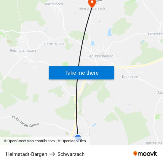 Helmstadt-Bargen to Schwarzach map