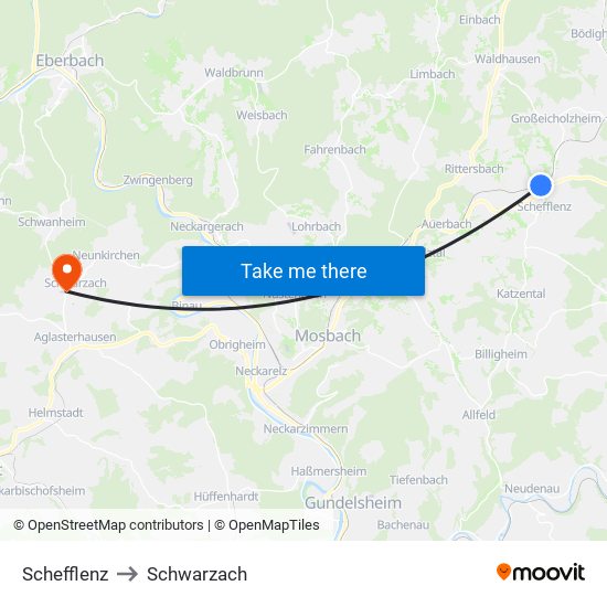 Schefflenz to Schwarzach map