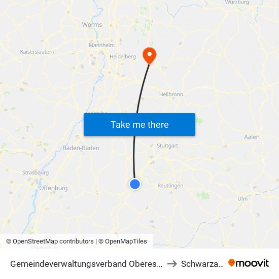 Gemeindeverwaltungsverband Oberes Gäu to Schwarzach map