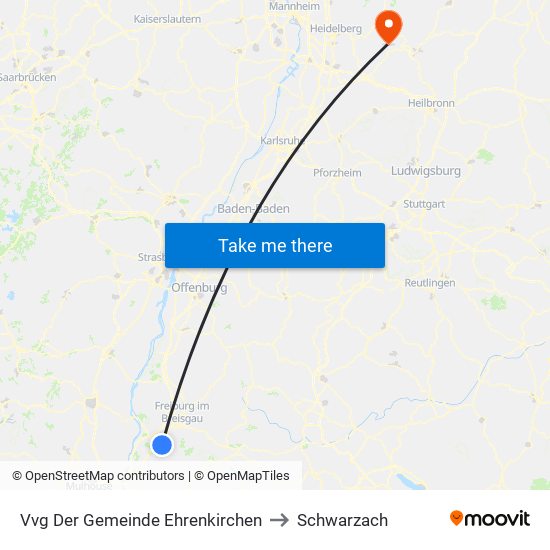 Vvg Der Gemeinde Ehrenkirchen to Schwarzach map