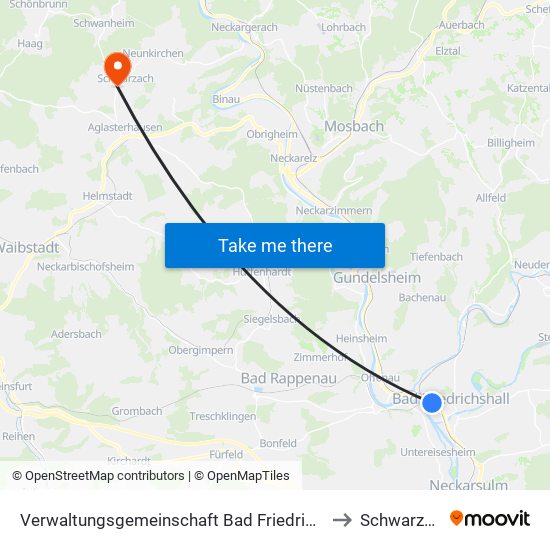 Verwaltungsgemeinschaft Bad Friedrichshall to Schwarzach map
