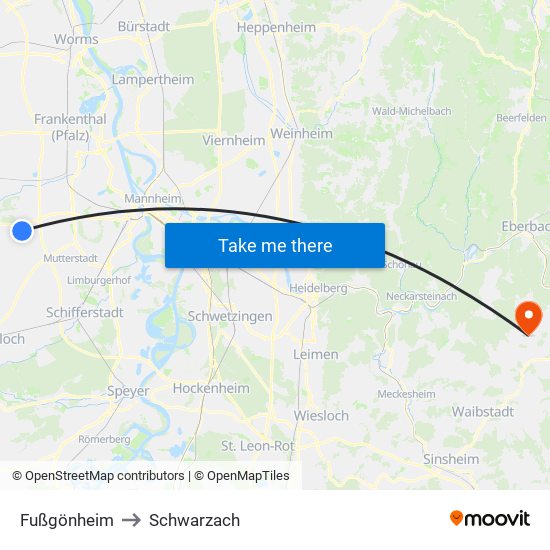 Fußgönheim to Schwarzach map