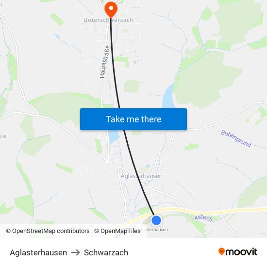 Aglasterhausen to Schwarzach map