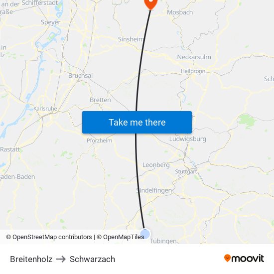 Breitenholz to Schwarzach map