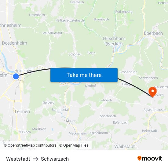 Weststadt to Schwarzach map