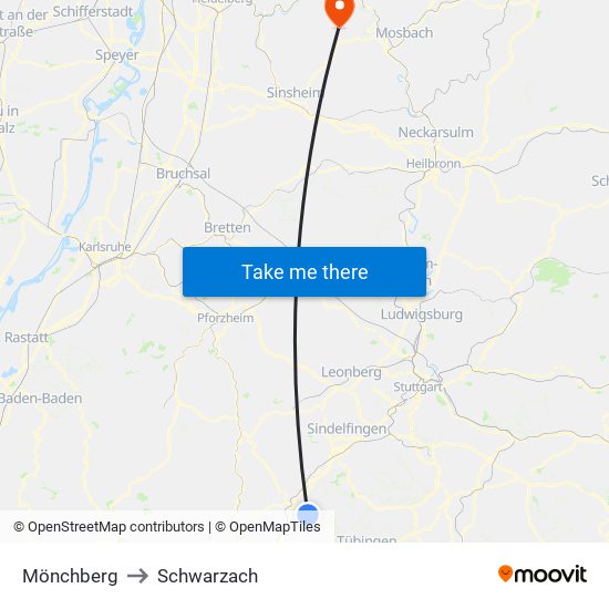 Mönchberg to Schwarzach map