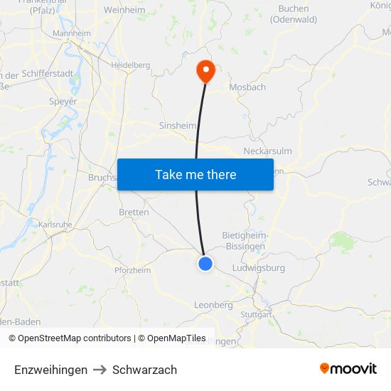 Enzweihingen to Schwarzach map