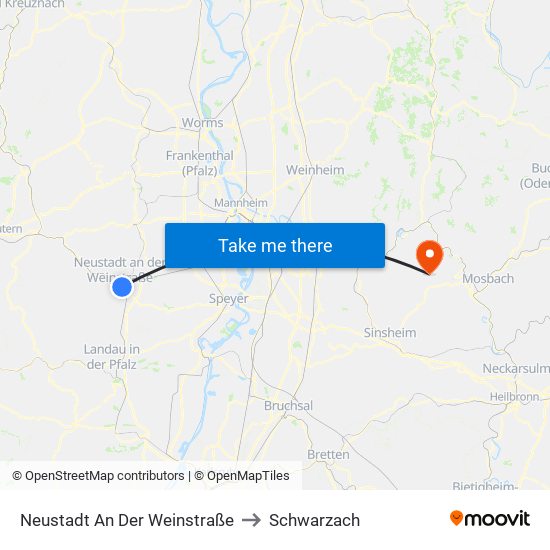 Neustadt An Der Weinstraße to Schwarzach map