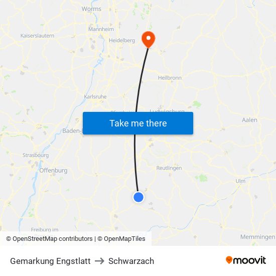 Gemarkung Engstlatt to Schwarzach map