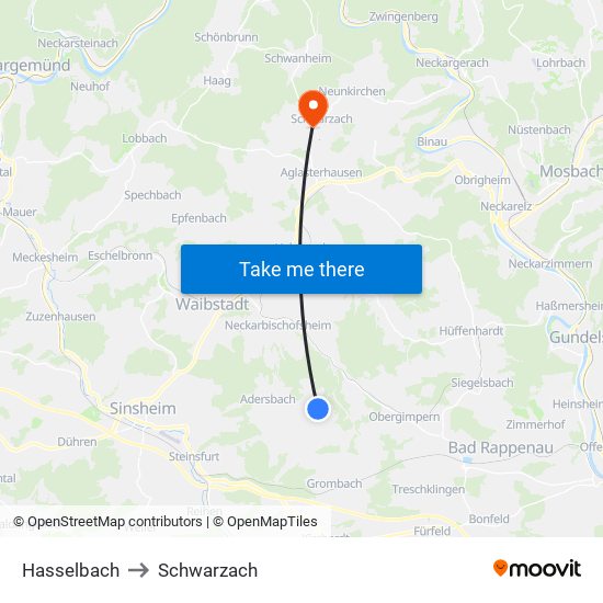 Hasselbach to Schwarzach map