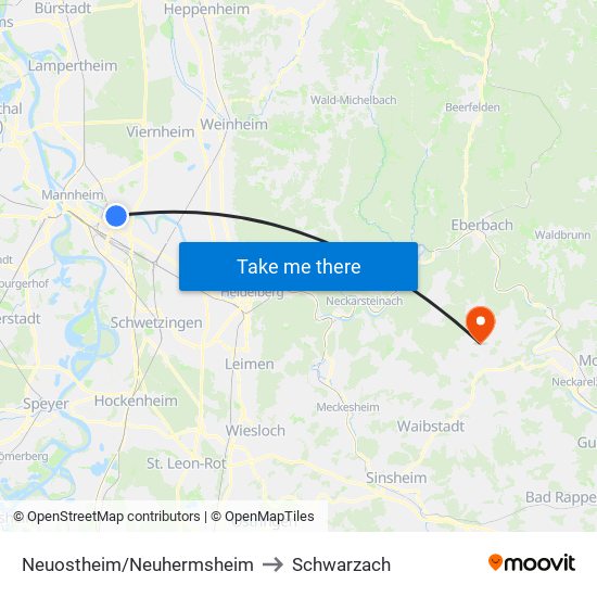 Neuostheim/Neuhermsheim to Schwarzach map