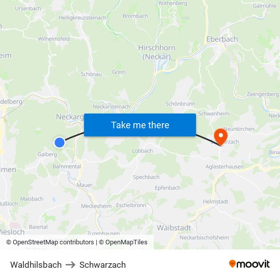 Waldhilsbach to Schwarzach map