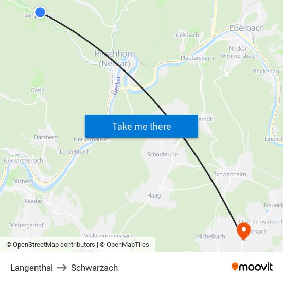 Langenthal to Schwarzach map