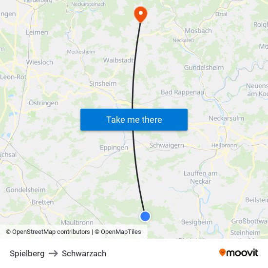 Spielberg to Schwarzach map