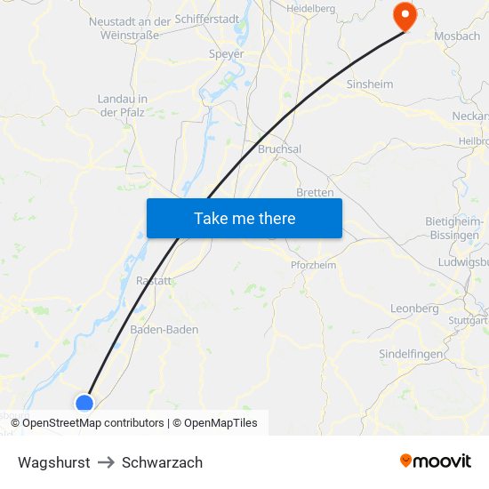 Wagshurst to Schwarzach map