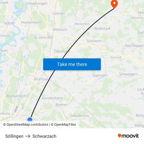 Söllingen to Schwarzach map