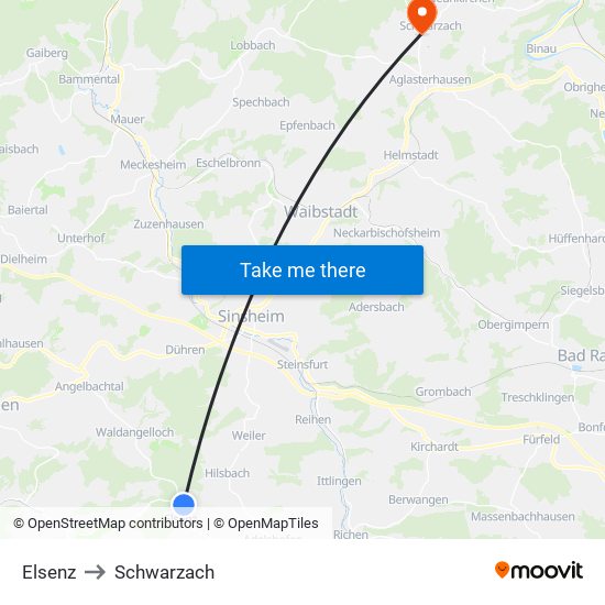 Elsenz to Schwarzach map