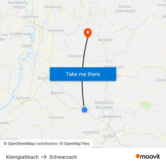 Kleinglattbach to Schwarzach map